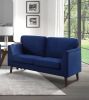 Modern Contemporary Living Room 1pc Loveseat Blue Velvet Upholstery Dark Brown Legs Solid Wood Furniture