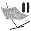 VEVOR Two Person Hammock with Stand Included, Double Hammock with Curved Spreader Bar and Detachable Pillow and Portable Carrying Bag, Perfect for Out