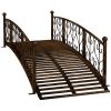 Outsunny 7' Metal Arch Garden Bridge with Safety Siderails, Decorative Arc Footbridge with Delicate Scrollwork "S" Motifs for Backyard Creek, Stream,