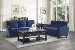 Blue Velvet Upholstery 1pc Comfort Loveseat Plush Seatbacks Tufted Detail Solid Wood Frame Modern Living Room Furniture
