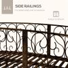 Outsunny 7' Metal Arch Garden Bridge with Safety Siderails, Decorative Arc Footbridge with Delicate Scrollwork "S" Motifs for Backyard Creek, Stream,