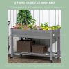 Outsunny Raised Garden Bed, 47" x 22" x 33", Elevated Wooden Planter Box with Lockable Wheels, Storage Shelf, and Bed Liner for Backyard, Patio, Dark