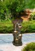 11x13.4x31.5" Rustic Decorative Tree Trunk 5 Tier Water Fountain, with Light and Pump, for Indoor and Outdoor