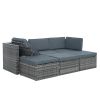 Patio Furniture, Outdoor Furniture, Seasonal PE Wicker Furniture,5 Set Wicker Furniture With Plywood Coffee Table,with lift TOP Coffee Table,with Loun