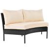 U_STYLE Patio Furniture Set, 3 Piece Curved Outdoor Conversation Set, All Weather Sectional Sofa with Cushions