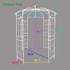 Metal Garden Arch Iron Garden Arbors Gazebo Dia 81.3'' x 114.2'' High Birdcage Shape Pergola Pavilion for Wedding Ceremony Cream White