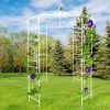 Metal Garden Arch Iron Garden Arbors Gazebo Dia 81.3'' x 114.2'' High Birdcage Shape Pergola Pavilion for Wedding Ceremony Cream White