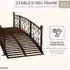 Outsunny 7' Metal Arch Garden Bridge with Safety Siderails, Decorative Arc Footbridge with Delicate Scrollwork "S" Motifs for Backyard Creek, Stream,