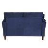 Blue Velvet Upholstery 1pc Comfort Loveseat Plush Seatbacks Tufted Detail Solid Wood Frame Modern Living Room Furniture