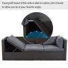U_Style Outdoor Patio Rectangle Daybed with Retractable Canopy, Wicker Furniture Sectional Seating with Washable Cushions, Backyard, Porch(As same as
