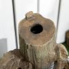 Outsunny Outdoor Fountain with Birdhouse, Cascading Garden Waterfall Bird Bath with 3-Tier Rustic Tree Trunk / Log Design, LED Lights for Porch, Deck,