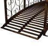 Outsunny 7' Metal Arch Garden Bridge with Safety Siderails, Decorative Arc Footbridge with Delicate Scrollwork "S" Motifs for Backyard Creek, Stream,