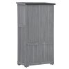 TOPMAX Wooden Garden Shed 3-tier Patio Storage Cabinet Outdoor Organizer Wooden Lockers with Fir Wood (Gray Wood Color -Shutter Design)