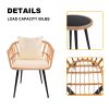 3 Piece Patio Bistro Set with Side Table, Outdoor PE Rattan Conversation Chair Set,Furniture of Coffee Table with Glass Top,Cushions & Lumbar Pillows